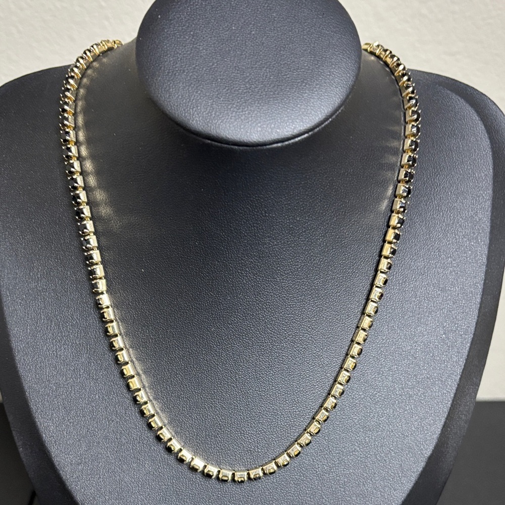 Express Black Rhinestone Gold Tone Dainty Necklace